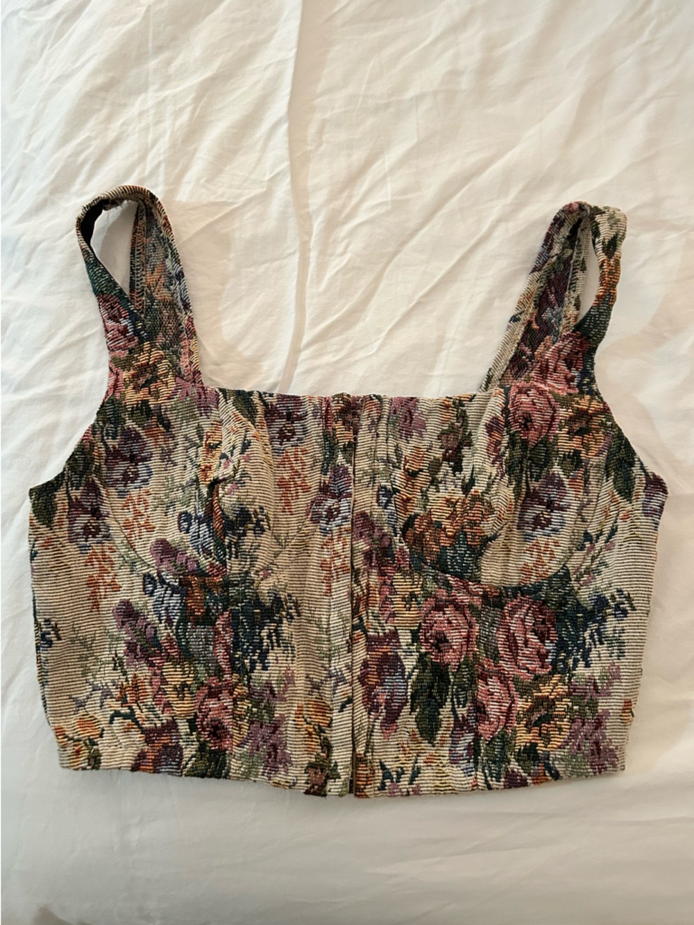 wild fable Multicolor Floral Ribbed Crop Tank